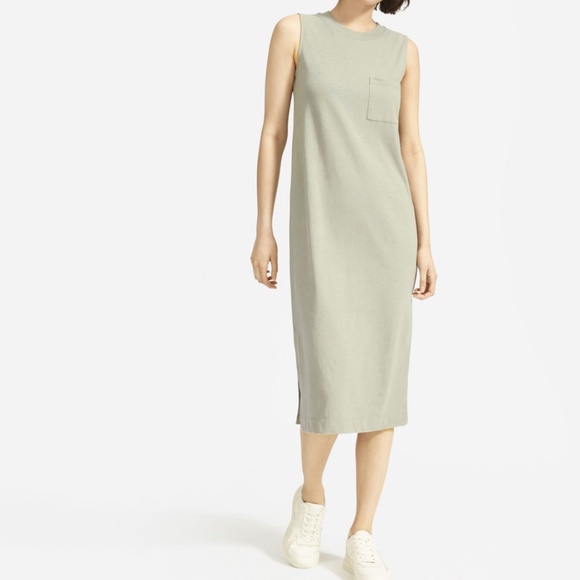 NWOT Everlane The Long Weekend Tank Dress in Artichoke Green XS - Picture 2 of 14